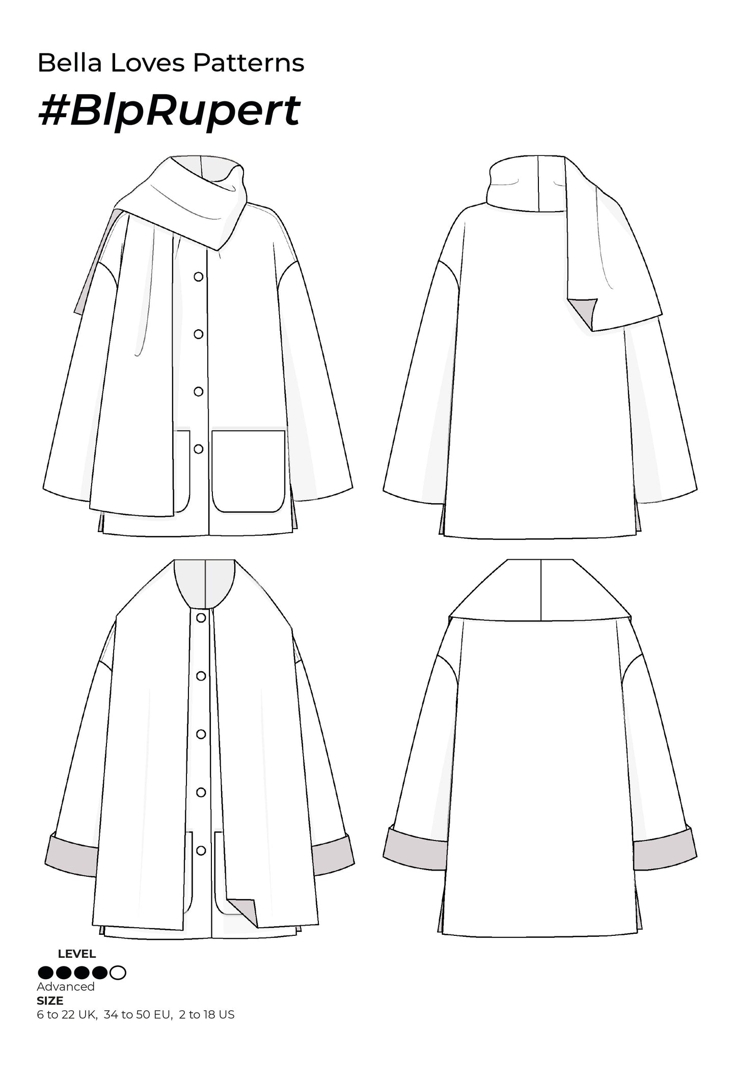 RUPERT DOUBLE-FACED COAT – PDF SEWING PATTERN - Bella loves patterns