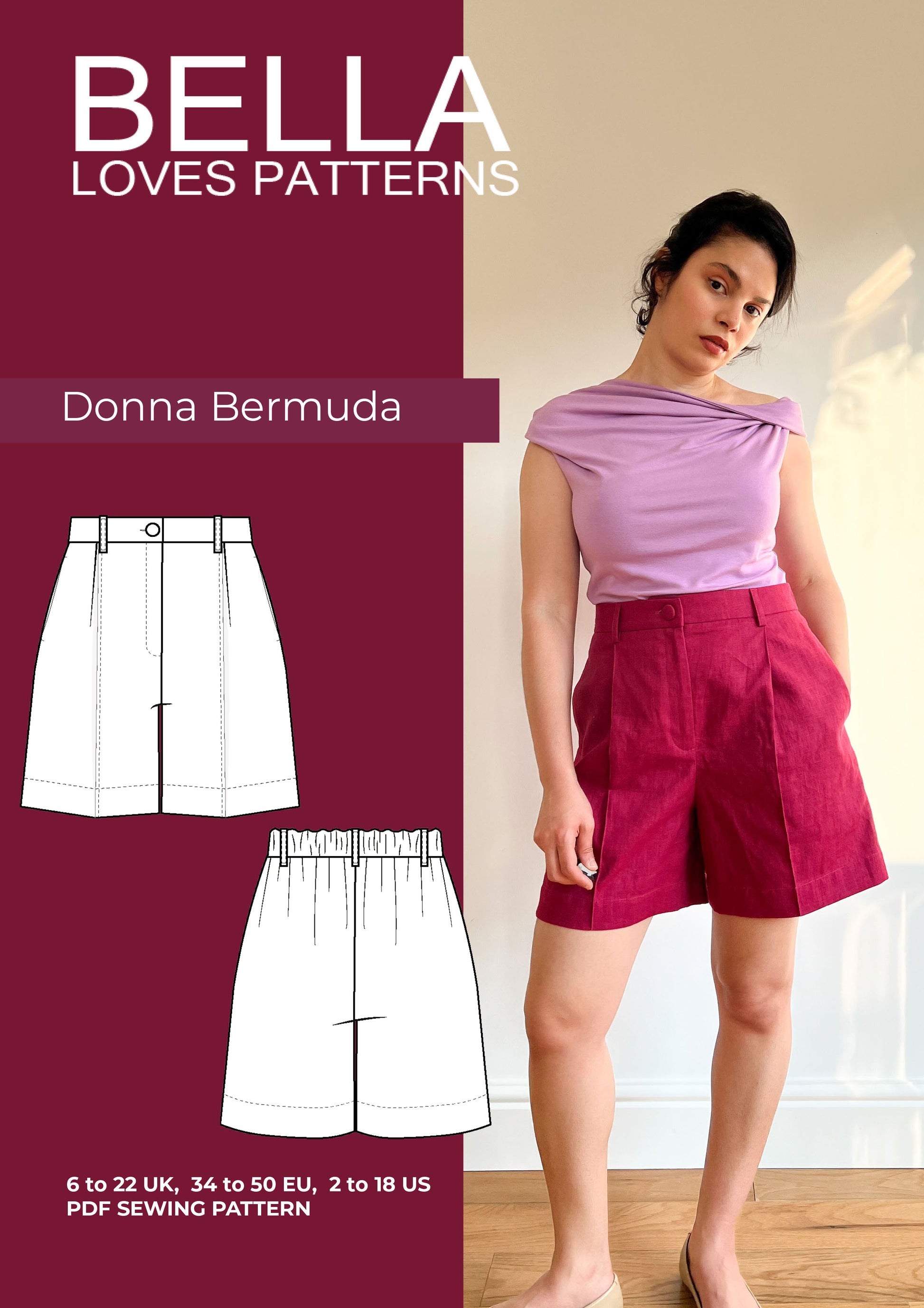 DONNA BERMUDA  – PDF SEWING PATTERN - Bella loves patterns