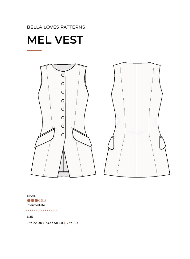 MEL TAILORED VEST – PDF SEWING PATTERN - Bella loves patterns